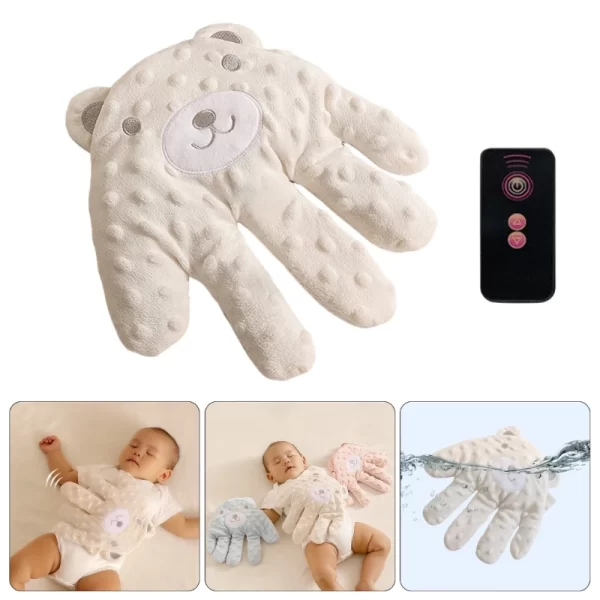 Almofada Conforto Mágico – Mão Aconchegante com Controle Remoto para Sono Tranquilo do Bebê