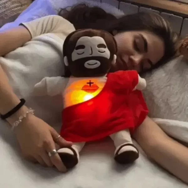 Jesus de Pelúcia - com Luz e Música – Conforto para o Sono do Bebê